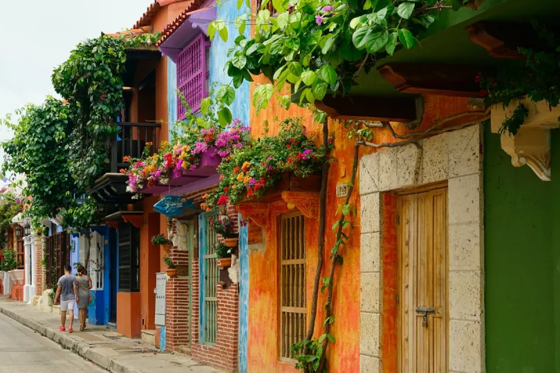 Blick auf die bunten Häuser von Cartagena