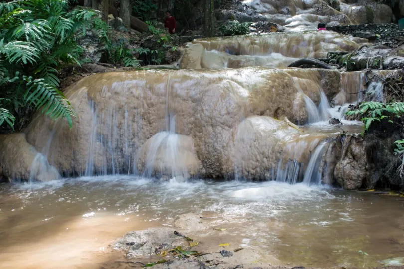 Wasserfall und grüne Bäume