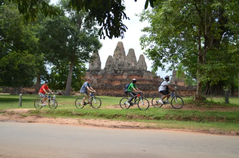 bei einer Radtour in Kambodscha die Gegend erkunden