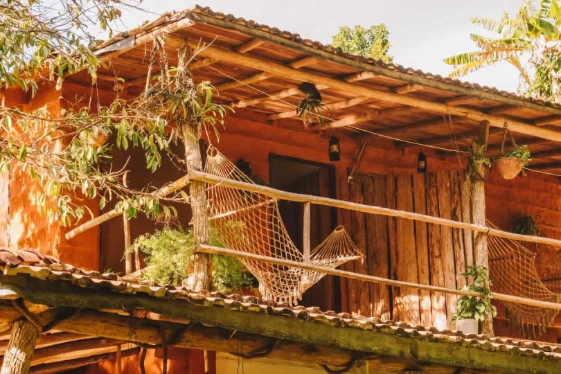 Hängematte von dem Zimmer der Lodge