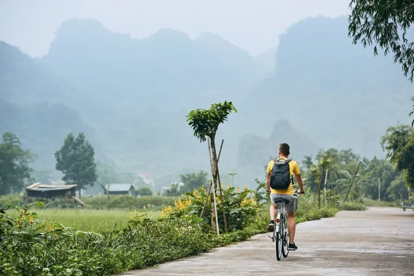 Fahren fahren in den Reisfeldern von Vietnam