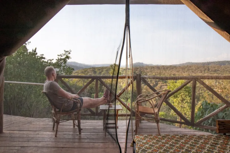 Ausblick von der Terasse der Lodge