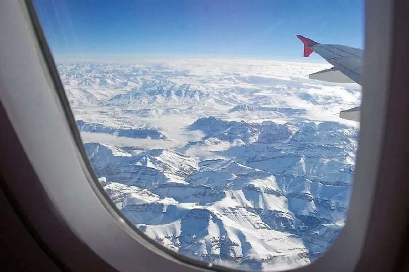 Die Aussicht aus dem Flugzeug bei dem Flug nach Leh