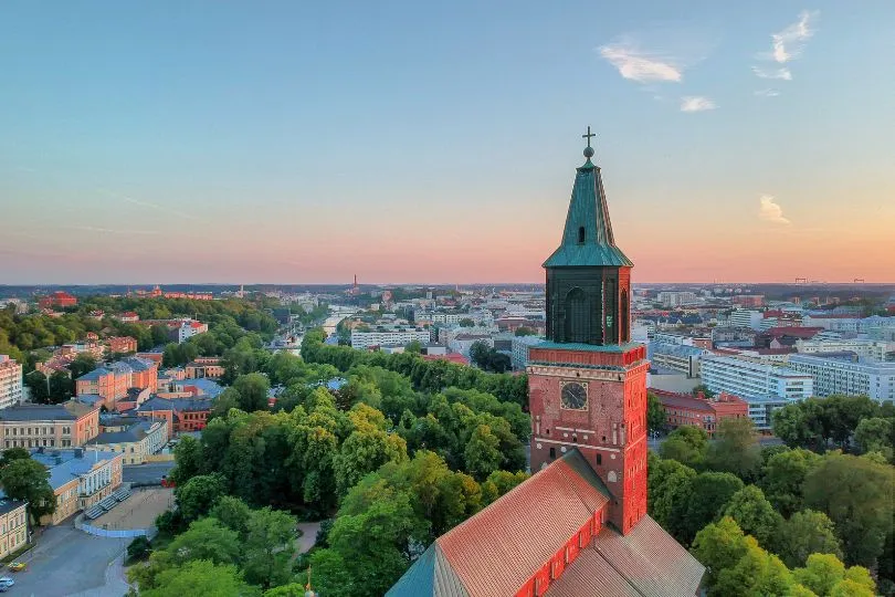 Die Stadt Turku aus der Vogelperspektive