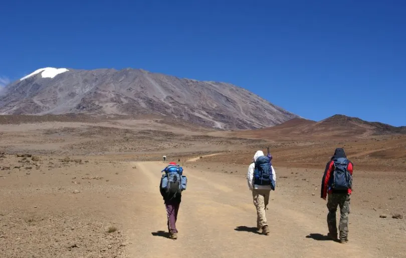 Wanderer starten ihre Tour auf den Kilimandscharo
