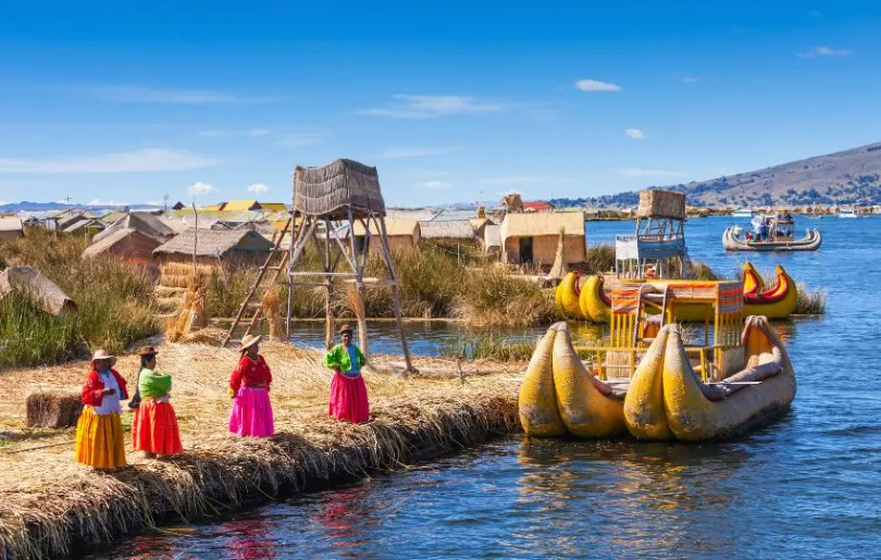 Locals am Titicacasee, Peru