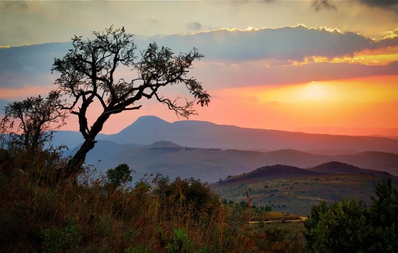 Wunderschöner Sonnenuntergang in Südafrika