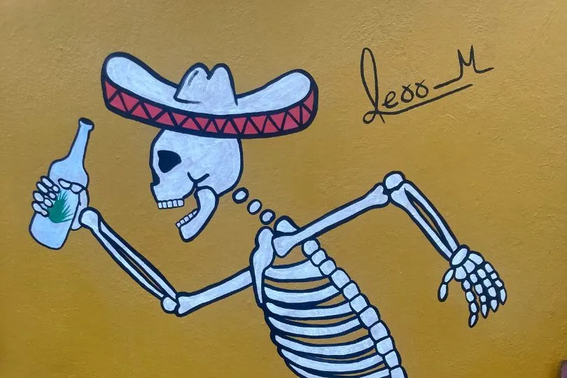 Skelett Graffiti in Oaxaca, Mexiko