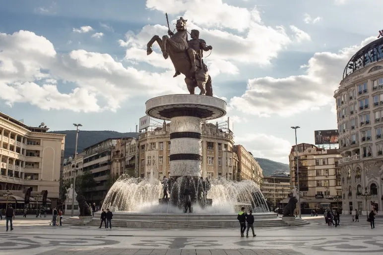 Nordmazedonien - Statue im Zentrum von Skopje.