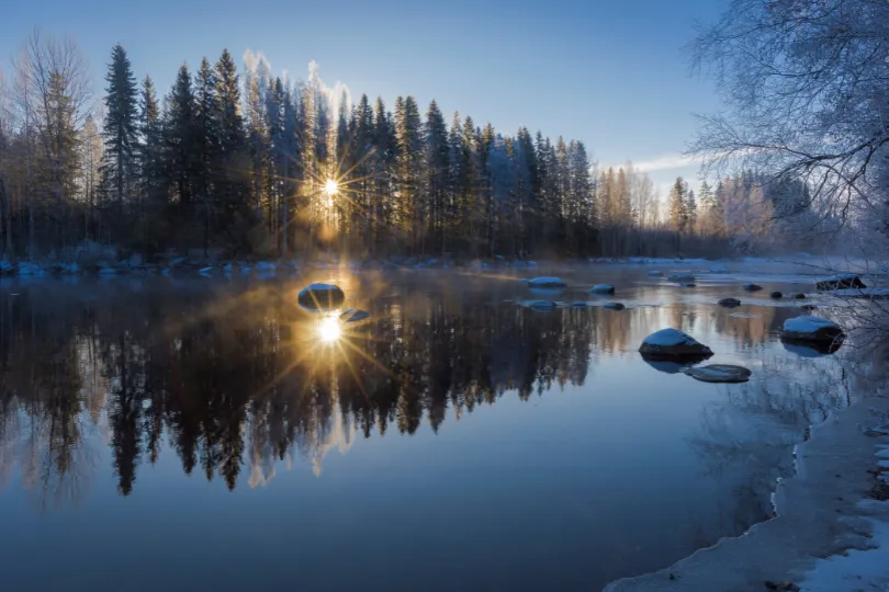 Finnland Fluss im Winter