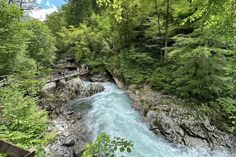 Aussicht auf Vintgar Schlucht, Slowenien.