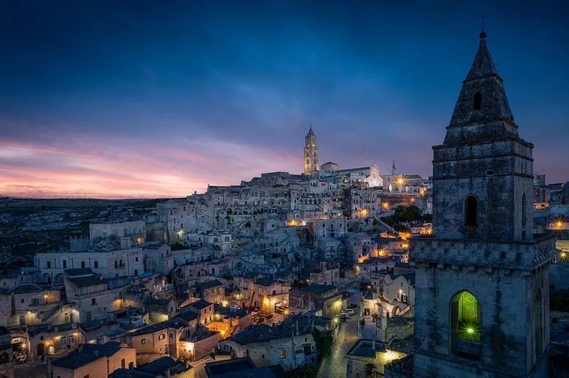 Panoramaansicht der antiken Stadt Matera.