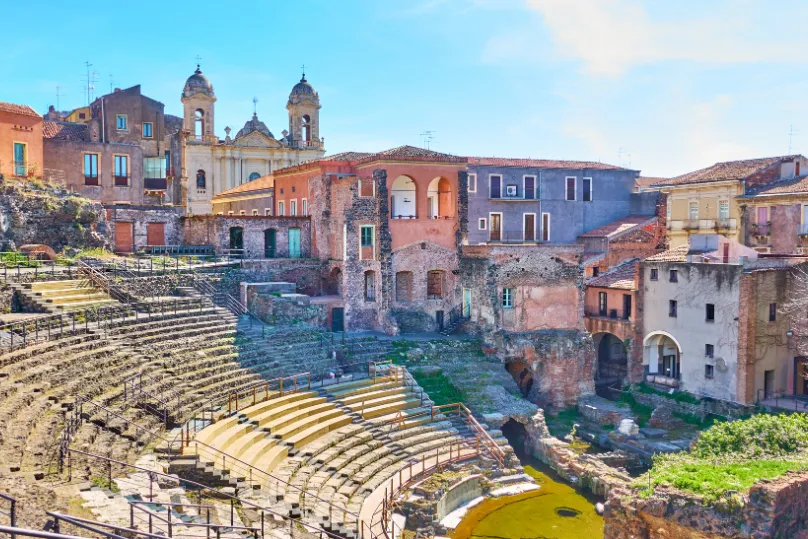 Archäologische Stätte in Catania, Sizilien.
