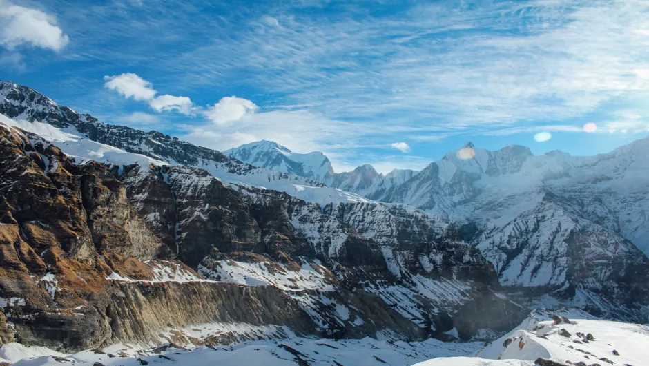 Schneebedeckte Berge in Nepal