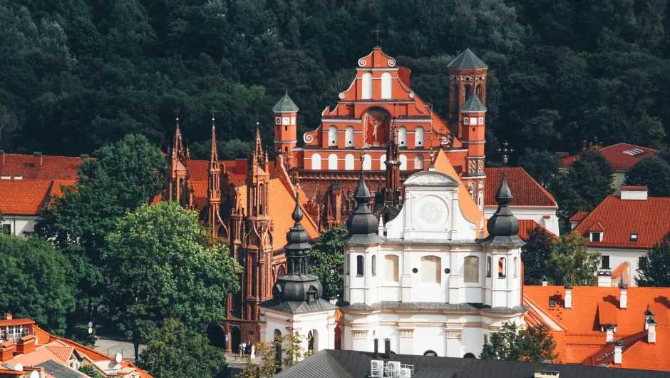 Luftaufnahme auf die Häuser in Vilnius, Litauen Hauptstadt.