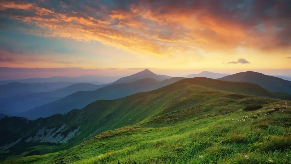 Berge beim Sonnenuntergang.