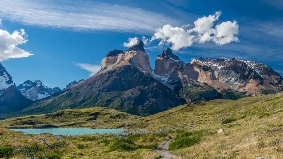 Panorama Aufnahme einer Bergkette in einem Nationalpark in Chile.