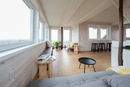 Ecolodge unterkunft in Långasjö, helle licht drinne.