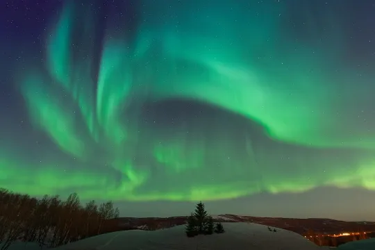 Winterreisen in Lappland, Aurora Borealis.